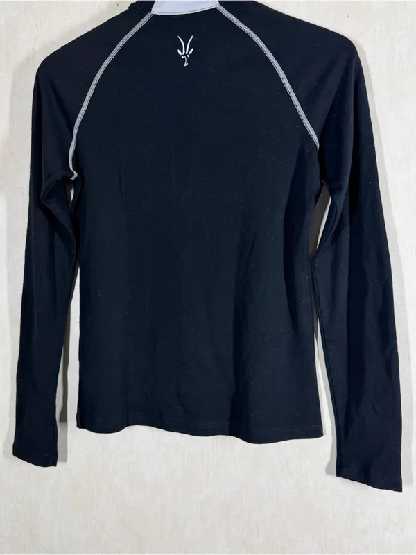 ibex Women’s Merino Wool Thermal Base Layer 1/4 Zip Shirt Longsleeve in Black M - Image 6