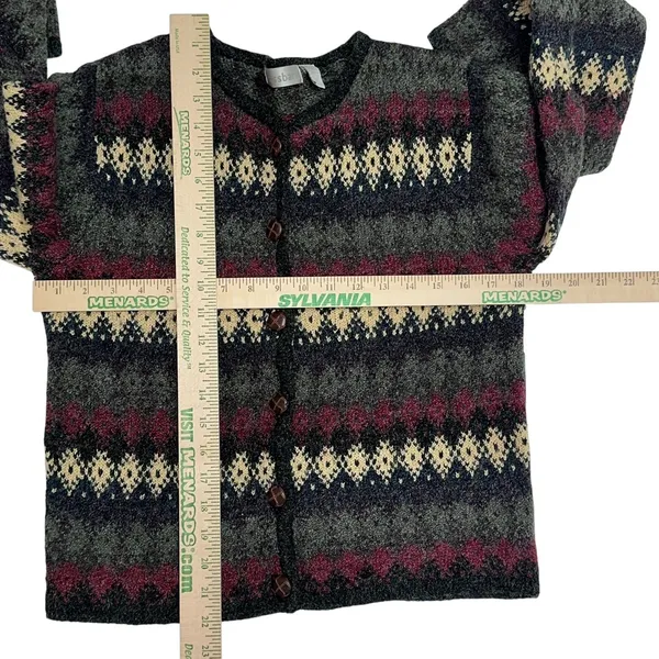 Vintage 90s Cardigan Sweater Womens Small Fair Isle‎ Multicolor Dress Barn - Image 6