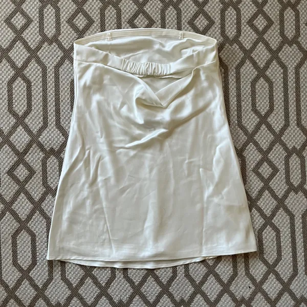 Wild Fable Ivory Satin Strapless Tube Mini Dress - Image 5