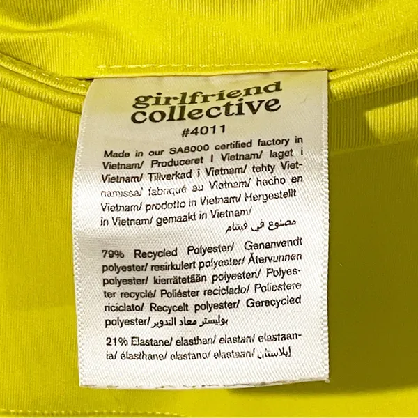 Girlfriend Collective Size Small High Rise Bike Shorts‎ Neon Yellow Running - Image 4