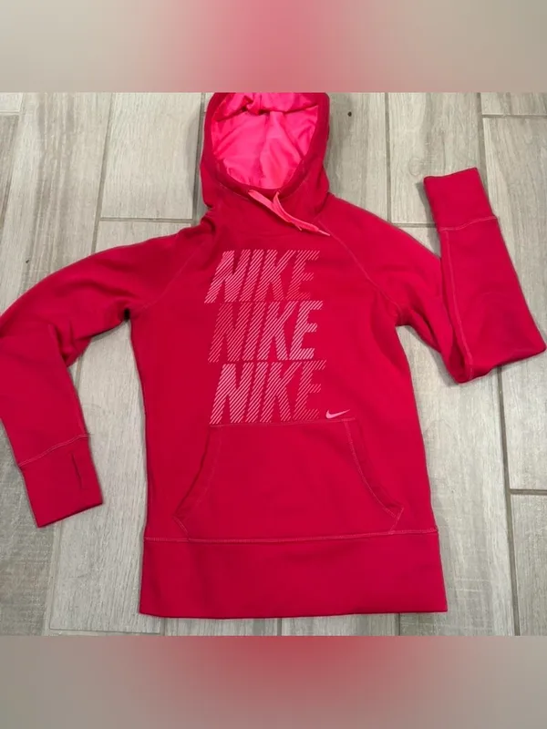 Nike Women's Hot Pink Pullover Hoodie with Repeat Logo Xs - Image 3