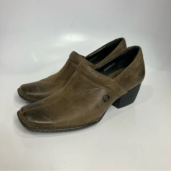 Born Kinney square‎ toe ankle booties size 8 Brown - Image 4