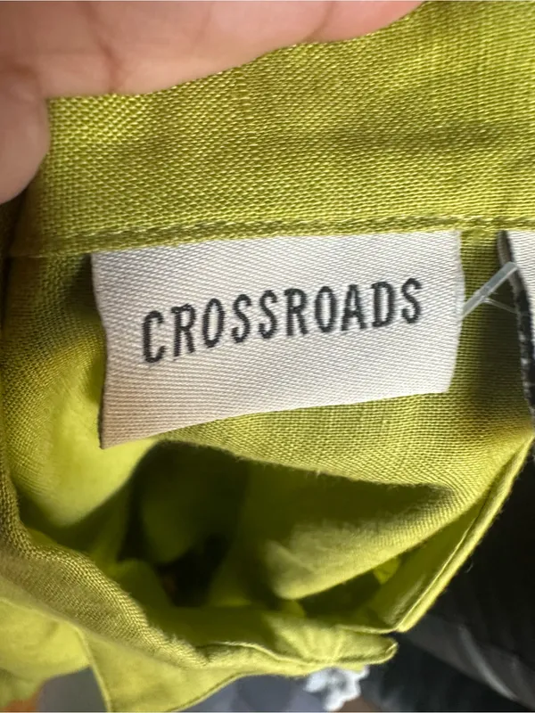 Crossroads Chartreuse Linen Blend Tunic Button Up Shirt Size 10 Green - Image 3