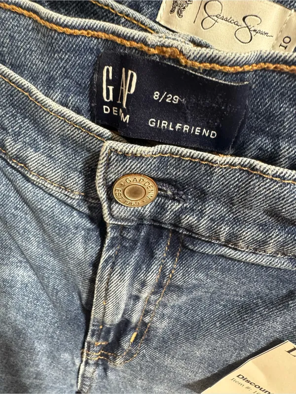 GAP girlfriend Distressed Women's Jeans - Blue - Image 2
