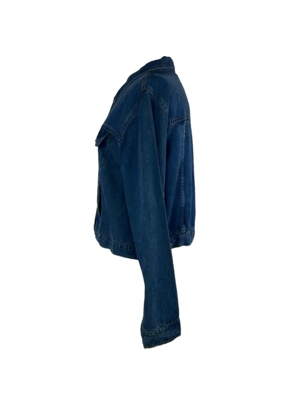 Natural Origins Sz LP Lyocell Blue Jean Denim Button Up Trucker Jacket USA Made - Image 6