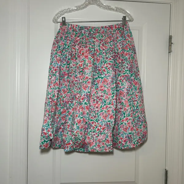 NWT J.Crew Womens Floral Bubble Hem Skirt White Pink Green Size S cottage 2024 - Image 5