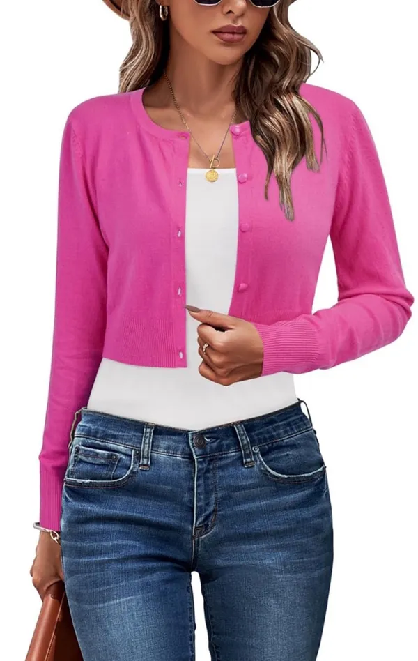 Pink Cardigan Rose Pink - Image 2