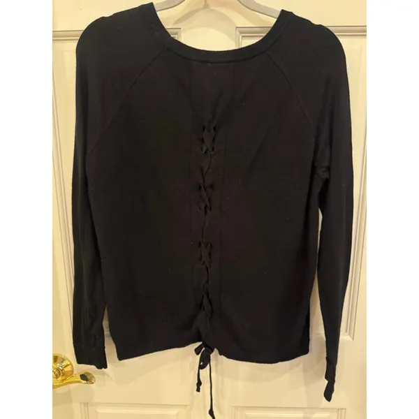 Lululemon Black Lace-Up Back Crew Neck Sweater - Image 3