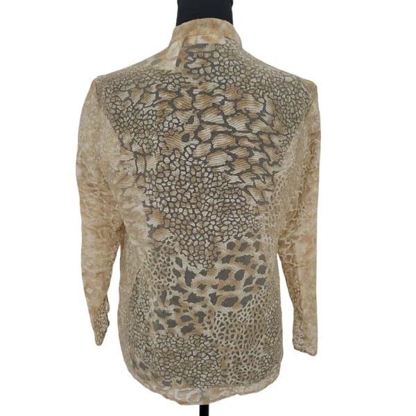 Sheer Gold Leopard Print Top Sequin Party‎ Holiday Layering Indie Sleaze Size S - Image 2