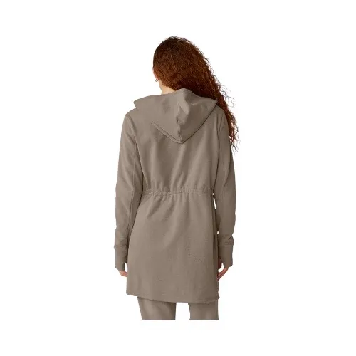 Beyond Yoga-On the go-Cozy Taupe Jacket-size large The first three stock photos are the actual color of the jacket, I had a hard time capturing the exact color in my pictures. Soft and warm taupe jacket. Ideal for comfort and style Open front Cinched waist Hooded Side pockets 67% cotton and 33% polyester Excellent condition - Image 3