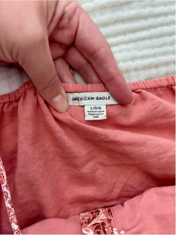 Women's American Eagle Floral Crop Top Size L Pink Orange - Image 3