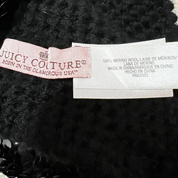 Juicy Couture Sequin Hat Vintage Y2K 2000s 100% Merino‎ Wool - Image 4