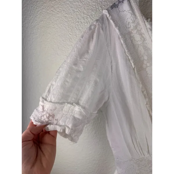 Anthropologie Love‎ The Label White Fairy Lace Tiered Ruffle Midi Dress Size M - Image 5