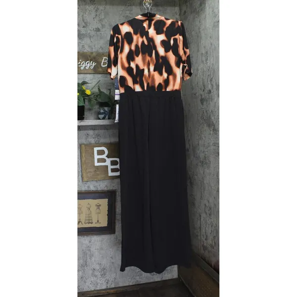 RACHEL by Rachel Roy Twisted Short- Sleeve Jumpsuit Leopard Black Multi 2XL - Image 2