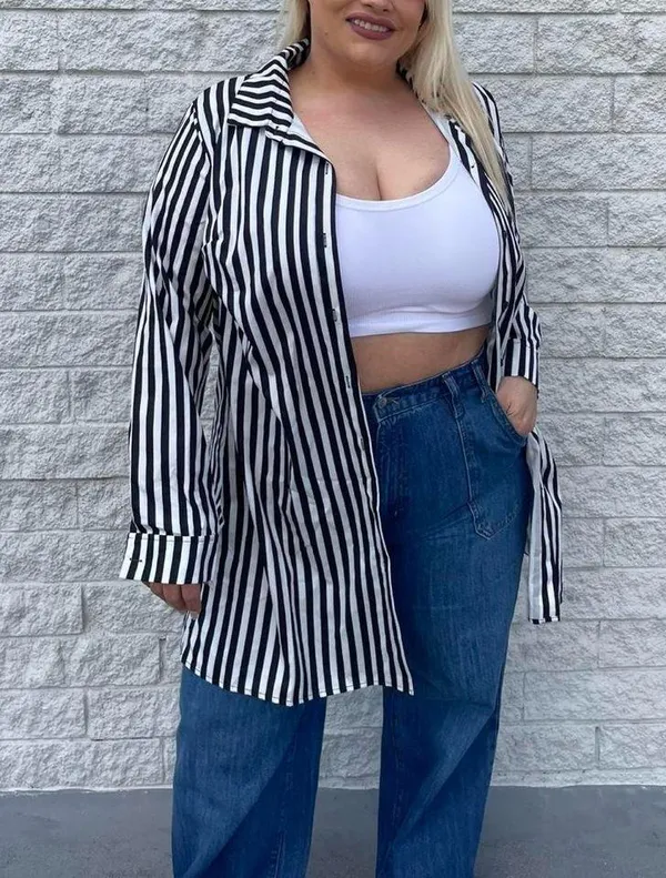 Zara Oversized long sleeve striped shirt sz xxl - Image 2