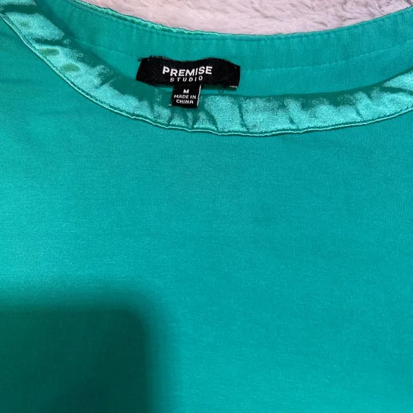 Premise Studio Teal Women's Top with satin neckline - Image 7