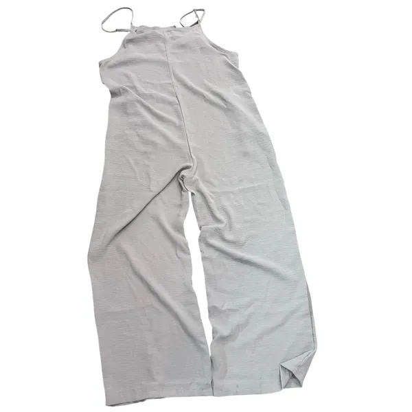 One Piece Jumpsuit Boho Lagenlook Gothic Gray Wide Legs Pockets SZ LG Romper - Image 6