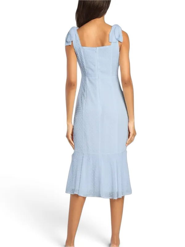 NWOT Lulus Bimini Powder Blue Dot Tie-Strap Midi Dress M - Image 3