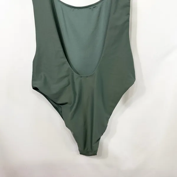 Aerie Large‎ One Piece Swimsuit Olive Green Scoop High Cut Solid Beach Vacay 231 - Image 6