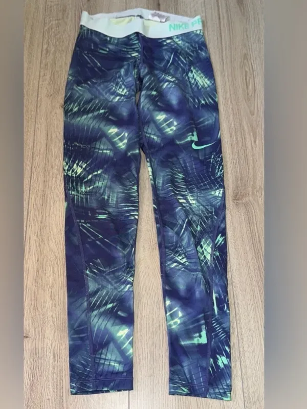 Nike Pro Green blue Leggings tights - Image 2
