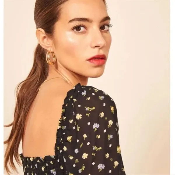 💕REFORMATION💕 Pinto Top ~ Posie Black Floral Print Medium - Image 4