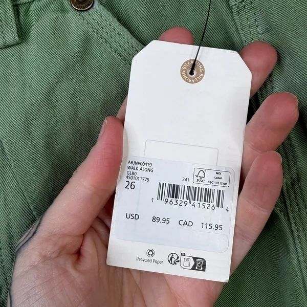 NEW Billabong Green Walk Along Relaxed Cargo Cotton Twill Comfy Pants Size 26 - Image 10