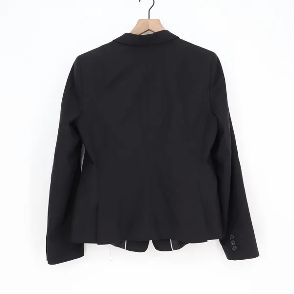 Banana Republic Wool Blazer Womens 14 Solid Black Two-Button Career Excellent - Image 4