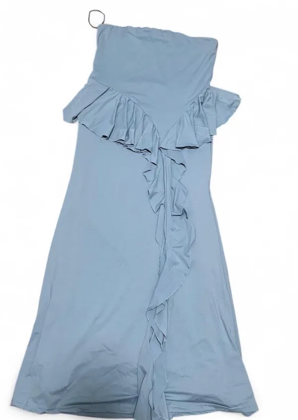 Missguided Light Blue Strapless Maxi with Ruffle Accent - Image 4