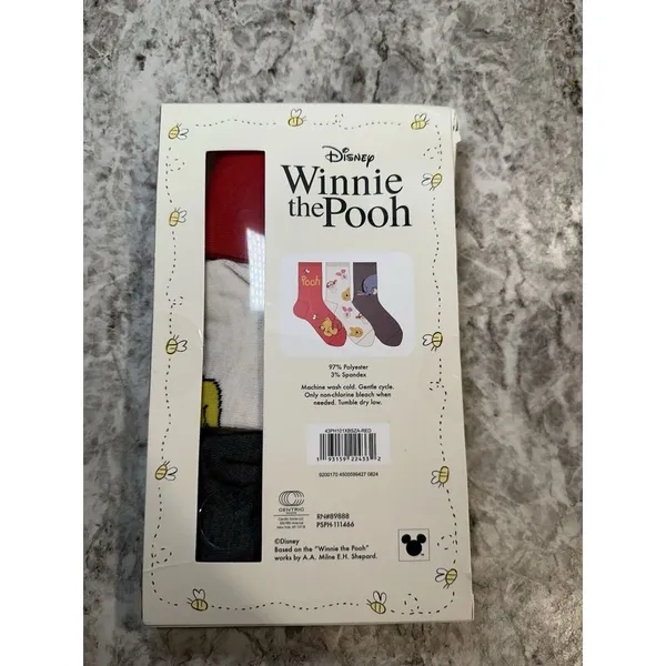 New Disney Winnie the Pooh Women's Graphic Crew‎ Socks, 3 Pack, Sizes 4-10 - Image 2