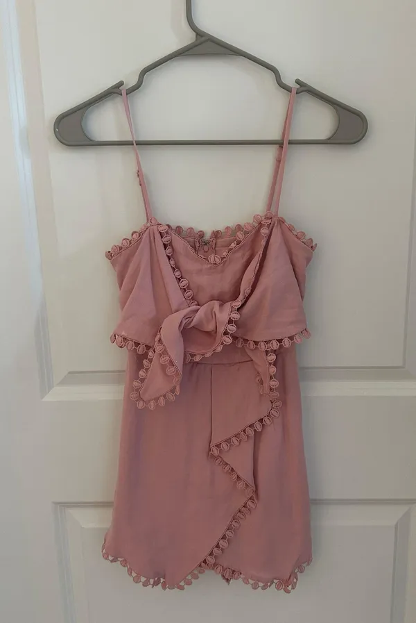 Francesca's Pink Ruffle Wrap Romper - Image 2