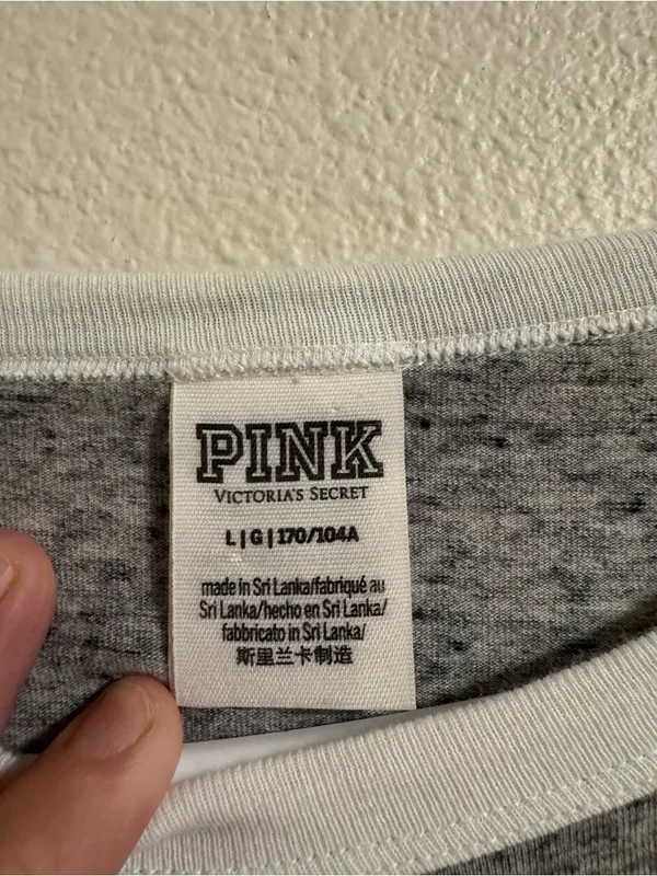PINK Victoria's Secret Grey Tee with White Trim - Image 2