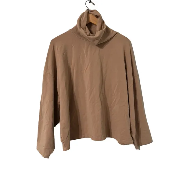 ARITZIA Babaton Group Tan Funnel Neck Turtleneck Sweatshirt Sweater Top - Image 4