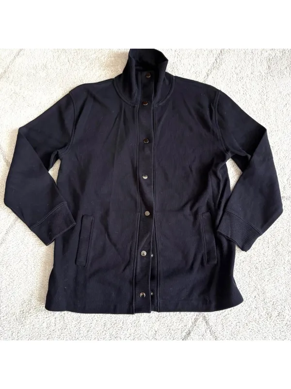 Ralph Lauren Black Cotton Snap Button Cardigan Jacket Casual Minimalist Sweater - Image 2