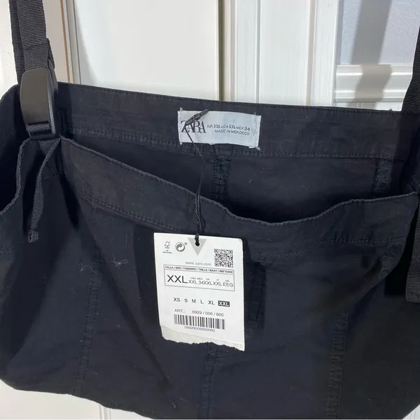 Zara Black Cropped Technical Utility Buckle Clip Strap Cotton‎ Tank Top Size XL - Image 3