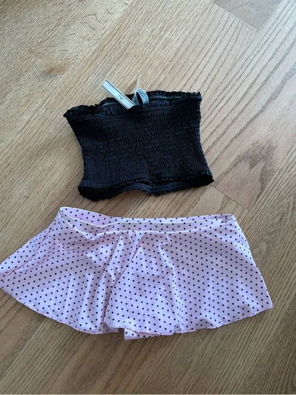 Frankies bikinis Pink Polka Dot Two-Piece Set - Image 4
