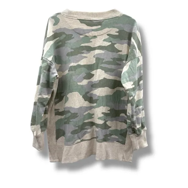 Aerie Good Vibes Oversized Gray Green Camo Print Long Sleeve Sweater Sz‎ M - Image 4