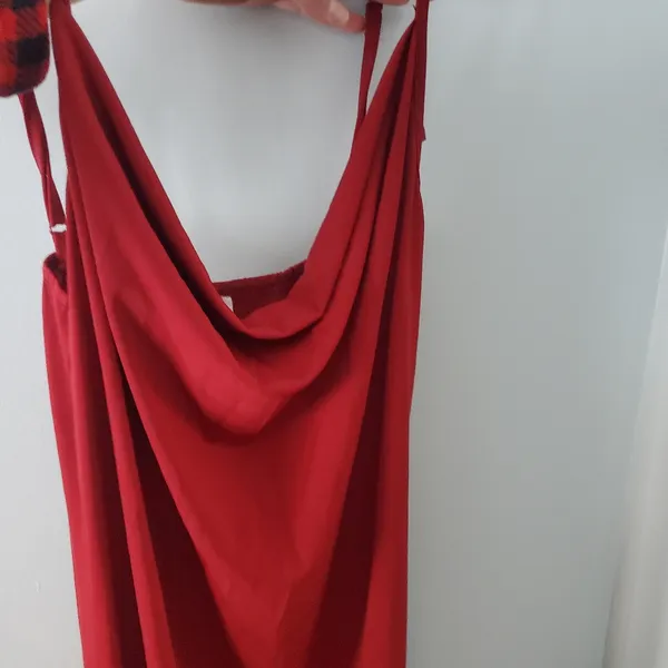 Scoop neck wine color maxi dress with slits on the side size large new n… - Image 2