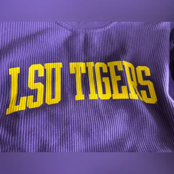Pressbox LSU Tigers Purple Ribbed Long Sleeve Tee XL Oversized Cotton - Image 4