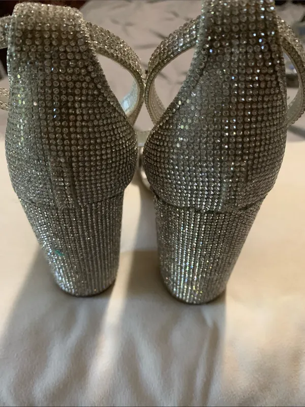 Steve Madden Silver Rhinestone Block Heel Sandals - Image 2