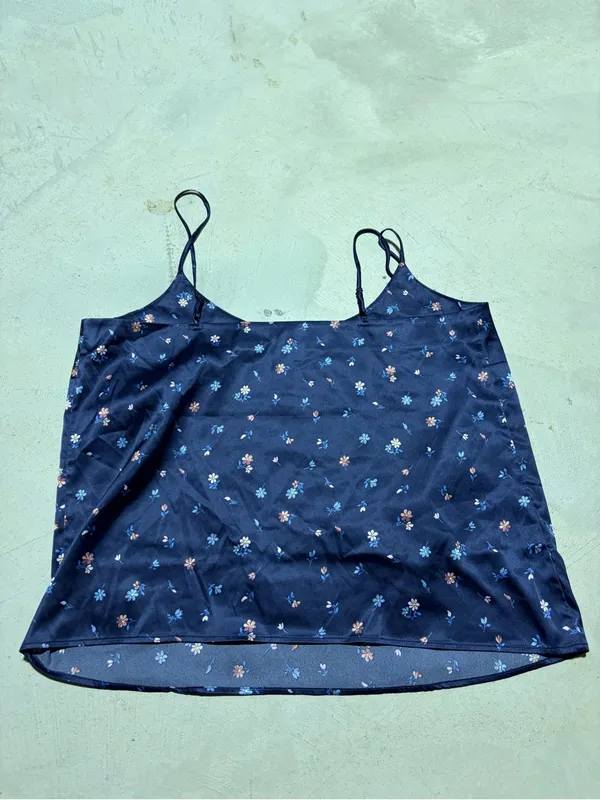 Parade Navy Floral Satin Cami pajama Top medium - Image 7