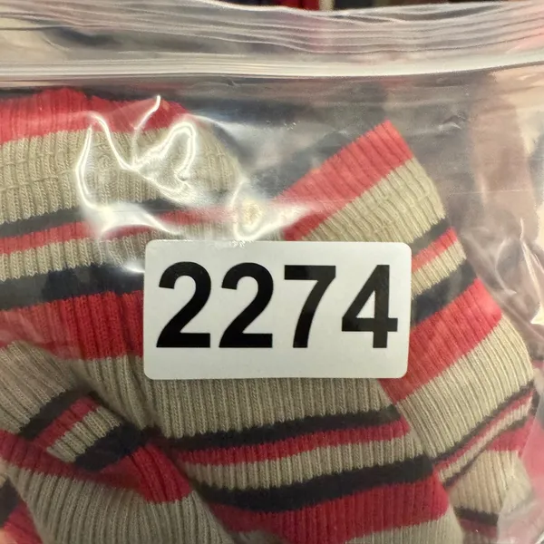 2274 | Brandy Melville Santana Striped Ribbed Crop Top Red Tan Long Sleeve OS - Image 8