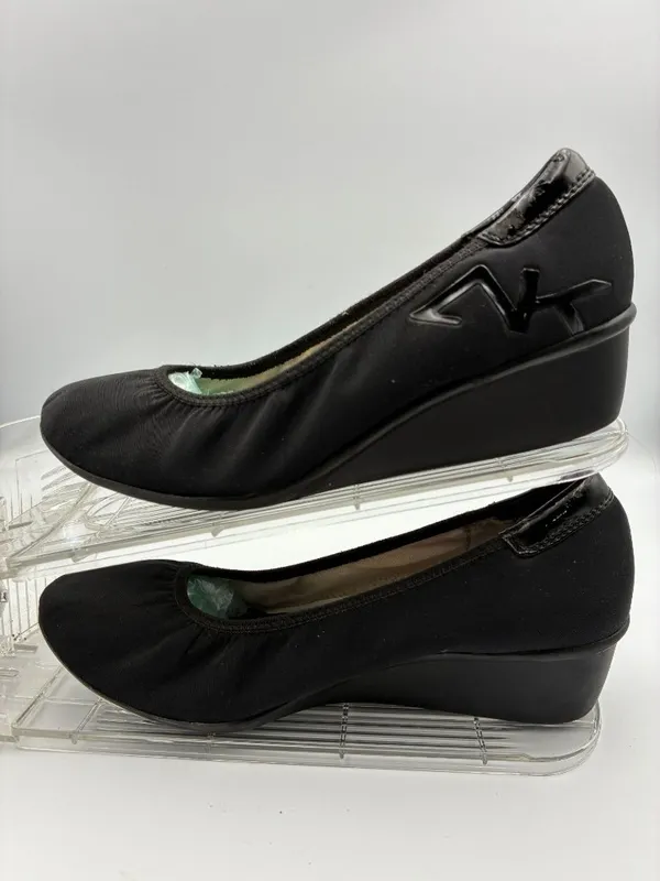 Anne Klein Sport Wisher Womens Black Fabric Wedge Shoes 7.5 Slip-On Cushioned - Image 2