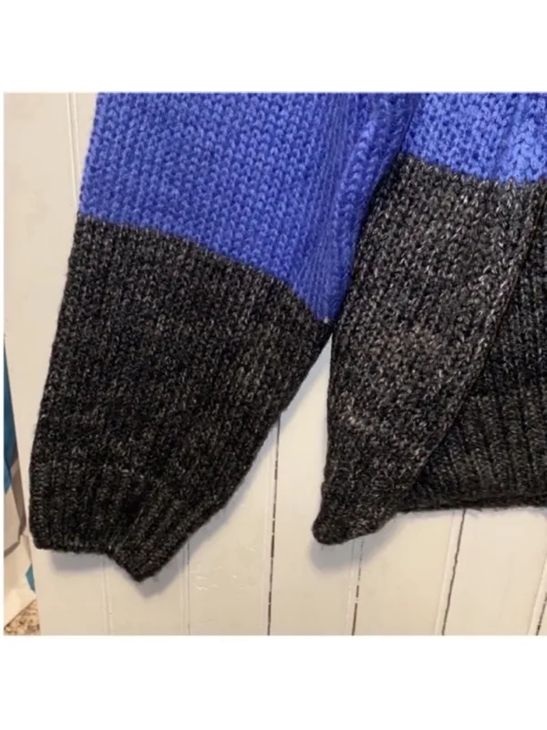 Lumiere Urban Outfitters Crewneck Sweater Blue Black Grey Colorblock Size L - Image 3