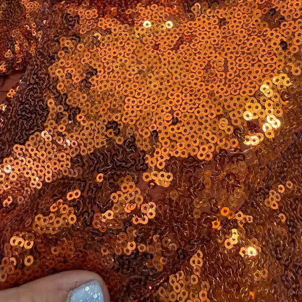 ANTHROPOLOGIE LISABETTE SEQUINED MINI‎ DRESS IN DARK ORANGE size small - Image 8