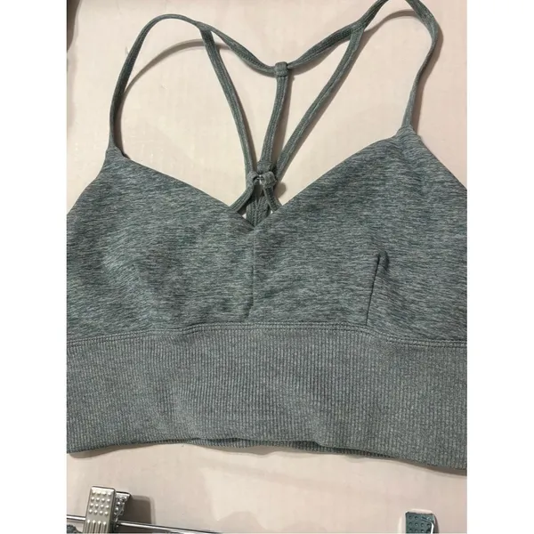 euc ALO Yoga bra leggings set seagrass green heather xs top small pants - Image 2
