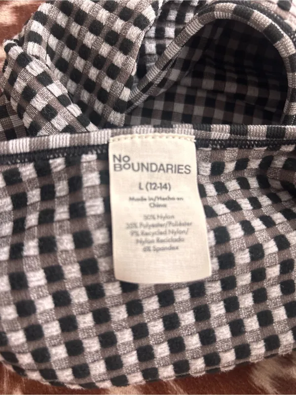 No Boundaries Black & White Gingham Crop Tank Top/bra - Image 3