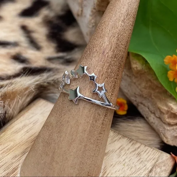 Multi Star Cluster Sterling Silver Ring Size 6 Silver - Image 5