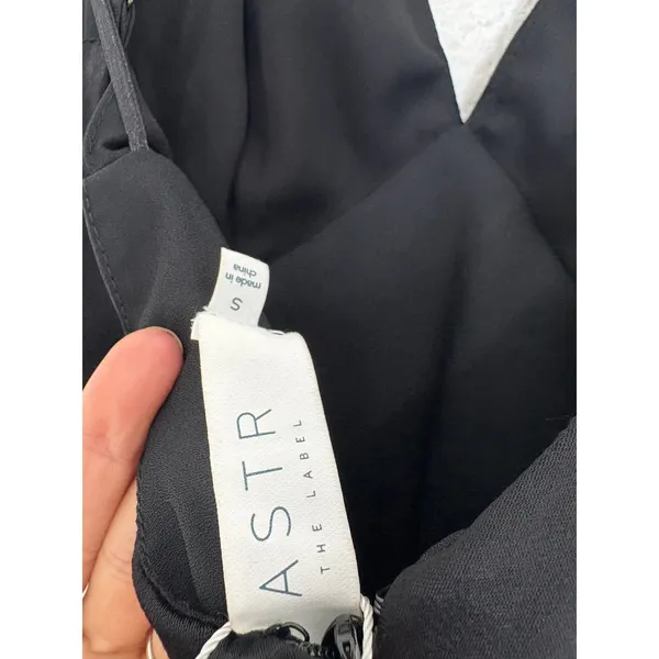 NWT ASTR The Label Black Deep V Satin Midi Dress Size Small Cocktail Wedding - Image 6