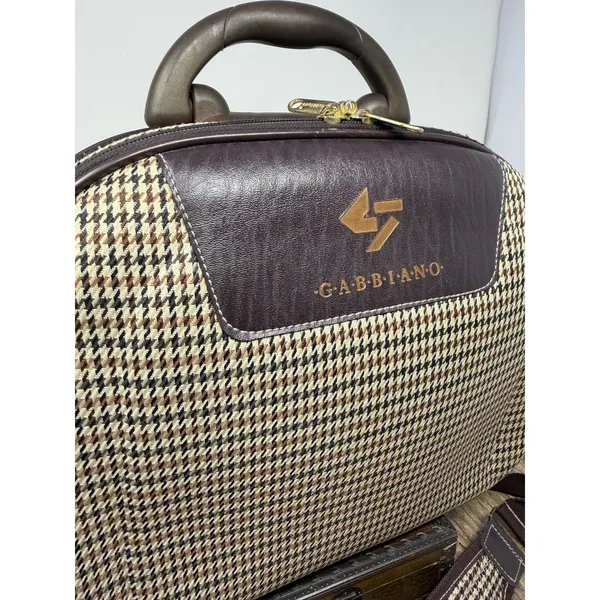 Gabbiano Houndstooth Travel Vanity Case Brown Tan Beauty Makeup Bag Mirror - Image 7