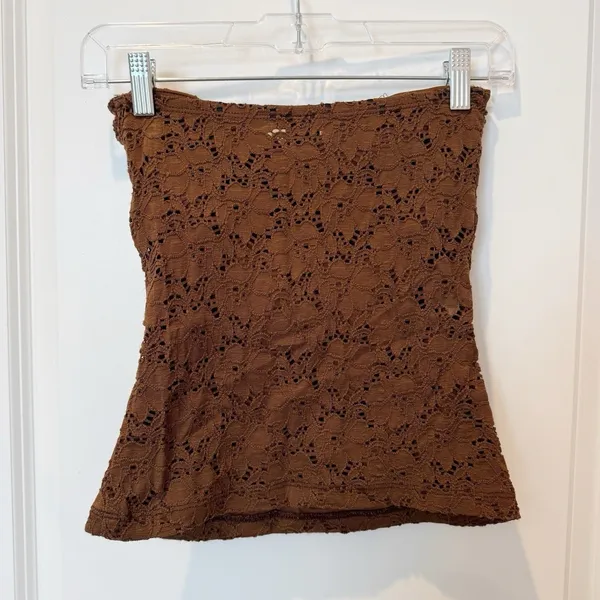 Vintage XOXO Y2K Twist Knot All Lace‎ Tube Top Medium Chocolate Brown 90s Indie - Image 3